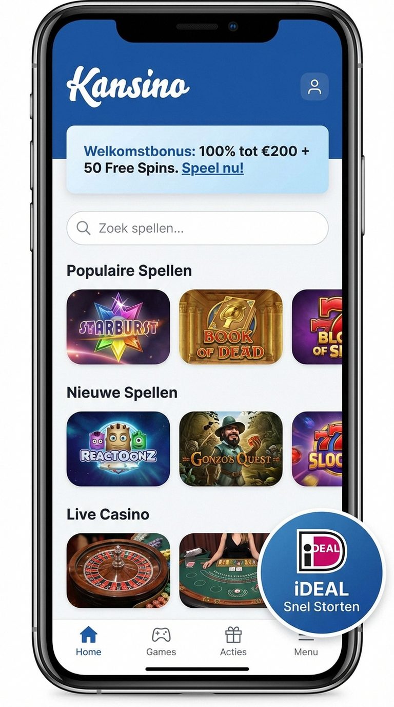 Kansino mobiele lobby screenshot