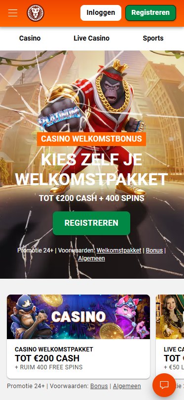 LeoVegas mobiele lobby screenshot